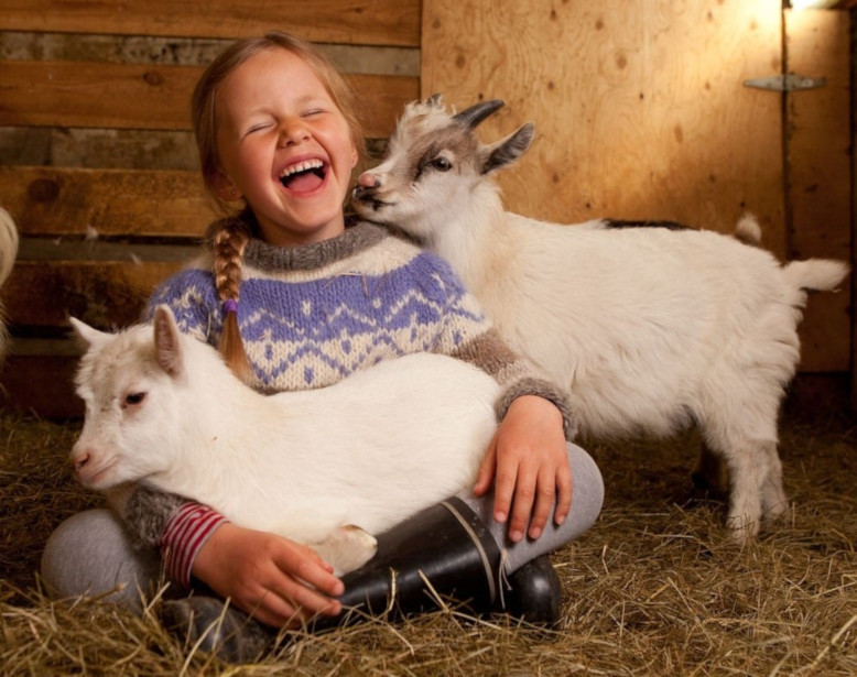 girl with goats